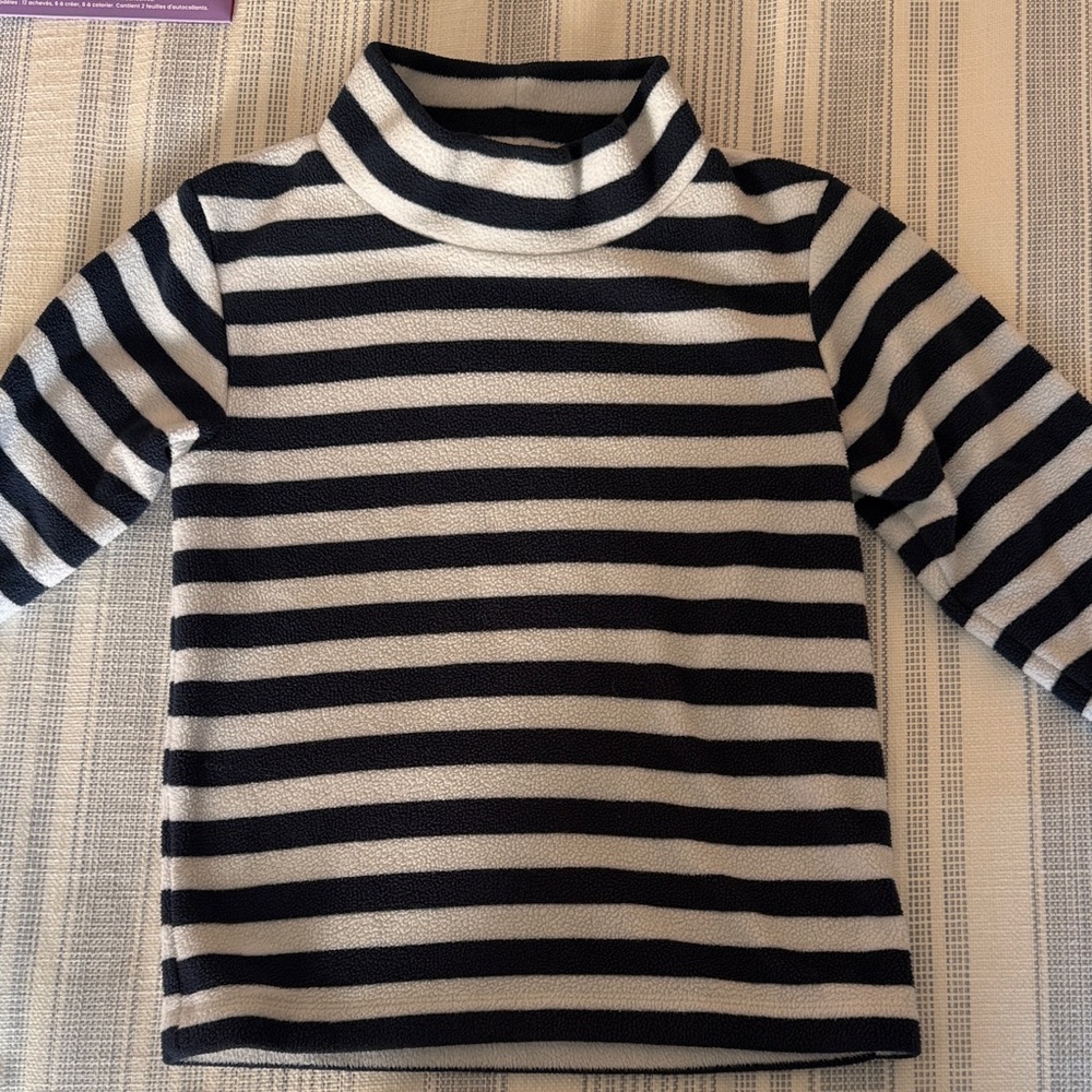 Striped Kids Turtleneck Shirt - Blue and White